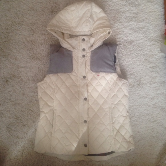 Tommy Hilfiger Cream Hooded Quilted Puffer Vest - Picture 2 of 4